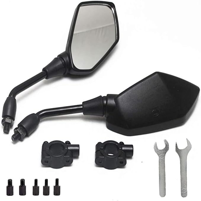 【2026 Upgraded】Motorcycle Convex Rear View Mirror, Mirrors For Bike,motorcycle,atv,scooter, with M8 M10 Threaded Bolt, with 7/8" Handle Bar Mount Clamp Compatible with Cruiser, Suzuki, Honda,Victory