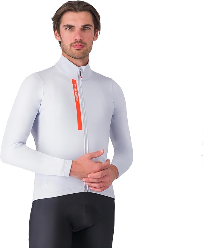 CASTELLI Men's Entrata Thermal Jersey, Long Sleeve Zip Up Fleece Insulated Base Layer for Winter Road Cycling I Gravel Biking