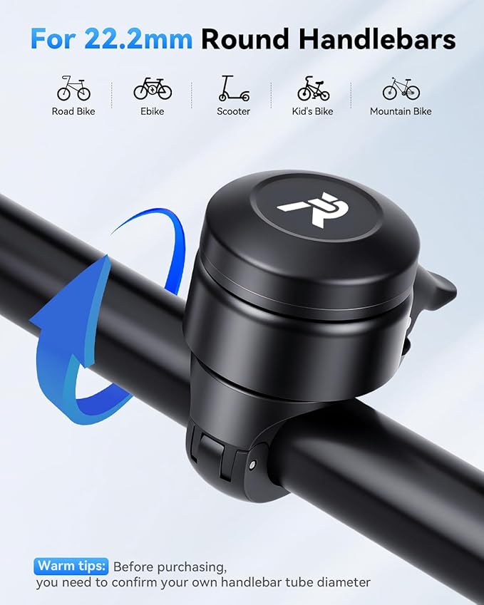 Bike Bell for Apple AirTag 120dB, Hidden Bicycle Holder GPS Tracker Bicycle Bell Anti-Theft, Waterproof Bike Bells for Kids & Adults, Fits 0.87in/22.2mm Handlebars Cycling Bike Accessories