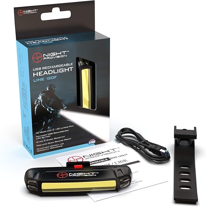 LINE-120 Front & Rear Bike or Skateboard Lights – USB Rechargeable LED Headlight & Taillight Set – Accessories for Bicycle, Longboard & Skateboard Safety