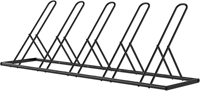 Tuenort Floor Bike Rack, Bike Stand for Garage, Outdoor For Mountain Floor Bike Rack, Heavy Duty For Bicycle Garage, Space-Saving 5 Bicycle Holder For Home, Yard, Office, Black