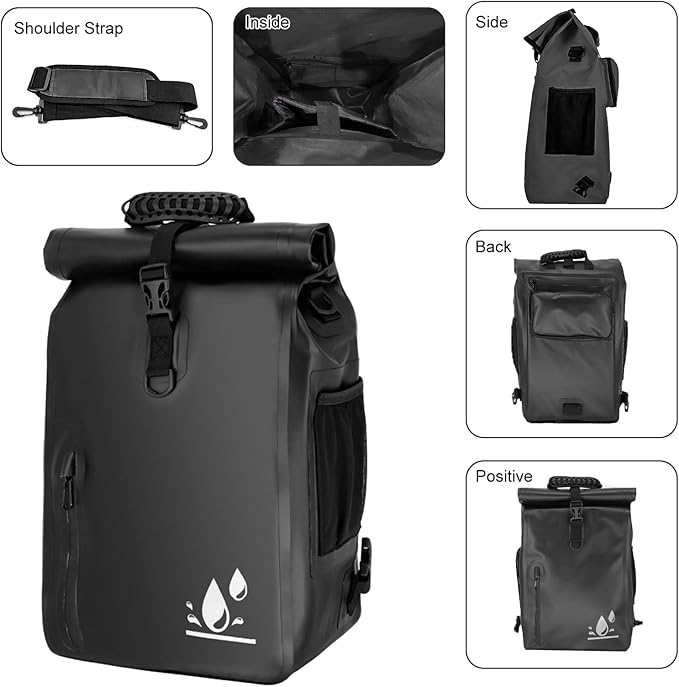 YEEGO DIRECT Bike Panniers,29L Large Capacity Waterproof bike bags, Bike Rack Bag Saddle Bags For Rear Rack Bicycles Commuter Backpack - Black (1 PCS)