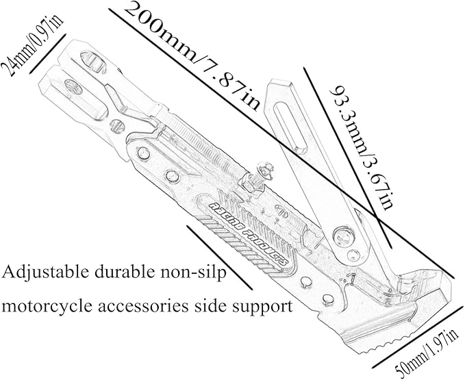 Motorcycle CNC Kickstand Adjust Tripod Holder Universal Aluminum Motor Scooter Modified Foot Side Stand Motorcycle Accessories (Black)