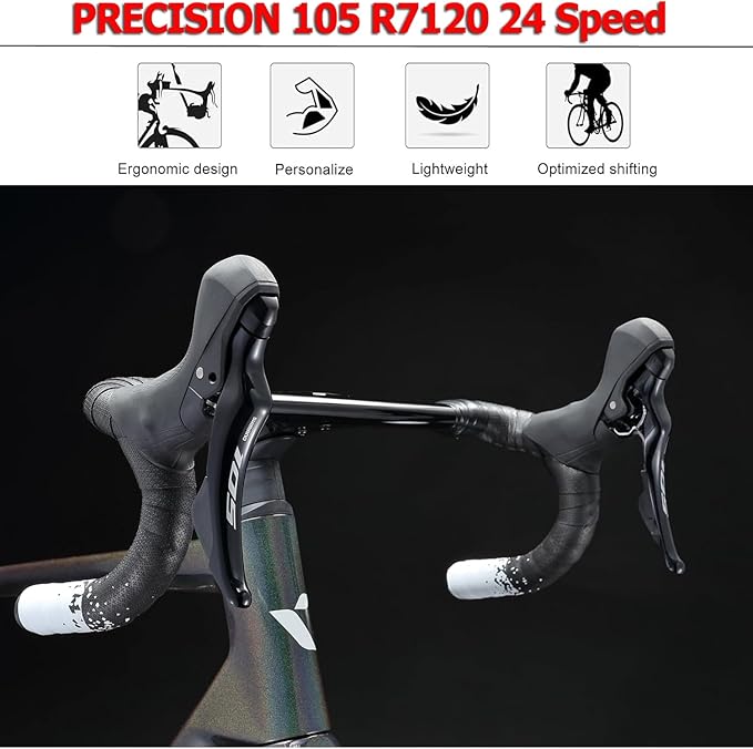 KABON Full Carbon Road Bike,Lightweight 700C Racing Bicycle with 105 R7120 24S Shift Groupset and Hydraulic Disc Brake Bike with Carbon Wheels for Adult