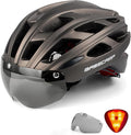 Bike Helmet, Basecamp Bicycle Helmet with Rear Light & Detachable Magnetic Goggles Lightweight Cycling Helmet Adjustable for Adult Men Women Mountain & Road (BC-069)