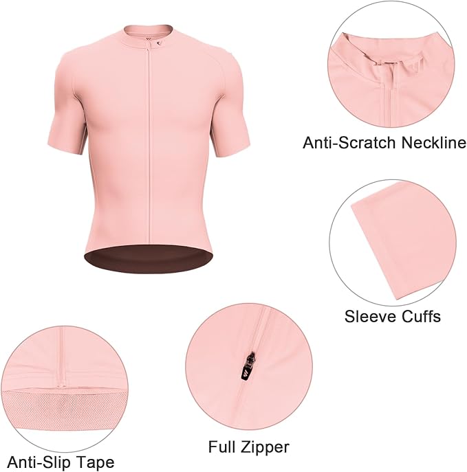 Lo.gas Cycling Jersey Men Short Sleeve, Road Bike Jerseys Full Zipper with Pockets, Bicycle Clothing Breathable Quick Dry