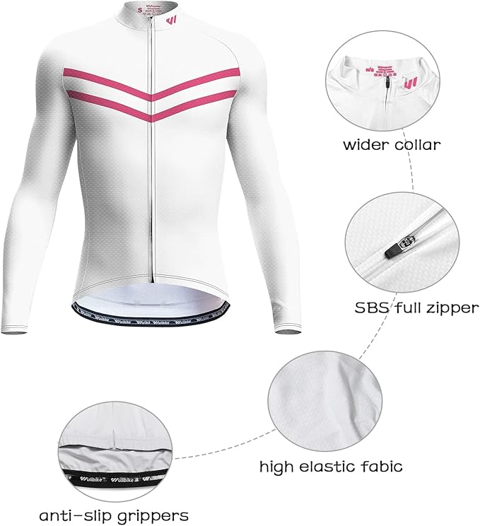 Lo.gas Cycling Jersey Men Short/Long Sleeve Bike Biking Shirts Full Zip with Pockets Road Bicycle Clothes