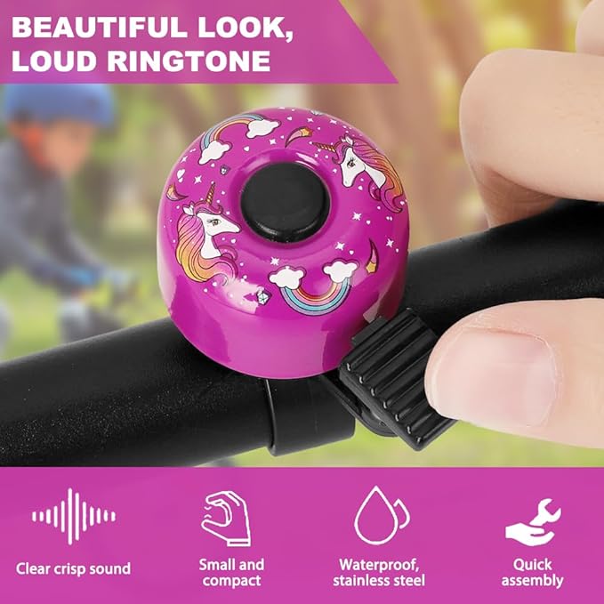 Kid Bike Bell - Bicycle Bell for Kids Boys Girls Adults | 120db Classic Mini Loud Bike Ring - Cool Bike Bell Design with Crisp Clear Sound for MTB,BMX,City Bike,Scooter -Kid Bike Accessories