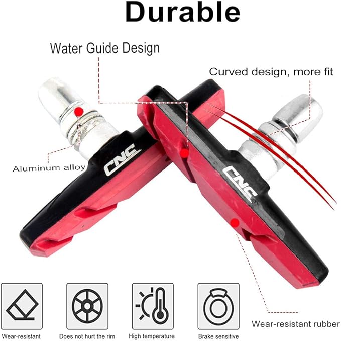 Chooee Bike V-Brake Pads, Bicycle Brake Pad Set, 2 Pairs Universal Brake Shoes