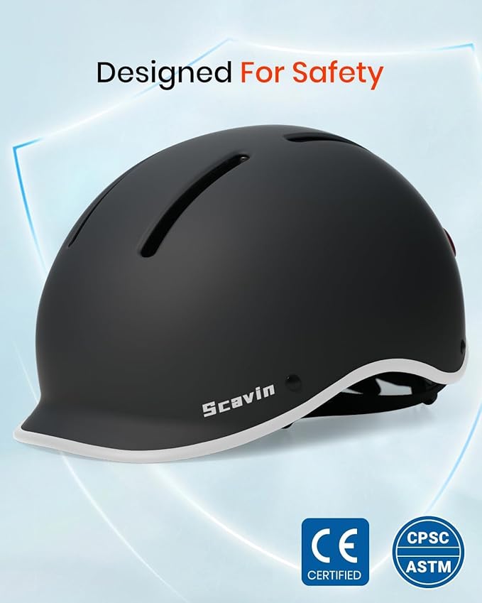 Bike Helmet for Adults with Rechargeable Rear Light, Adjustable Cycling Helmet for Men Women Youth - Safety Certified for Bicycle, Skateboard, Road Bike & Commuting