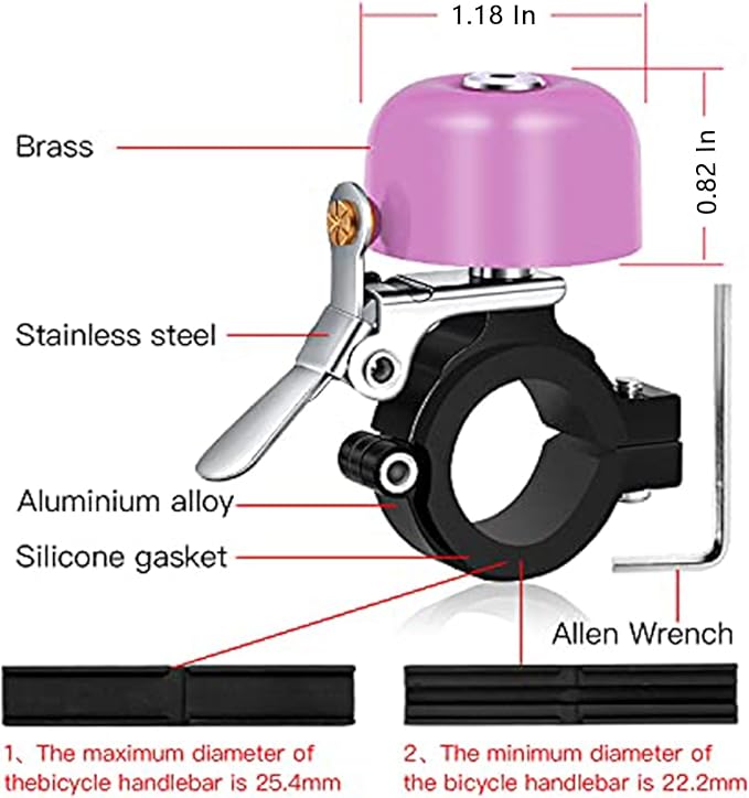 Greallthy Bike Bell Classic Brass Bicycle Bell,Bike Bells for Adults Kids, Loud Retro Bell for Road & Mountain Bikes, Universal Handlebar Fit