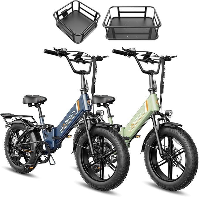 Jasion X-Hunter ST/PRO Foldable Electric Bike for Adults with 20'' Fat Tire,Up to 71-80 Miles Range Ebike,1800W/1400W Peak Motor,30+MPH E Bike,Full Suspension&Dual Hydraulic Disc Brakes Bicycles