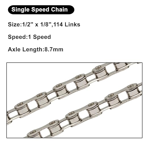 Murtenze Single Speed Bike Chain 1/2 x 1/8 Inch 114 Links Bike Chain for Road Mountain Racing Cycling/Bikers