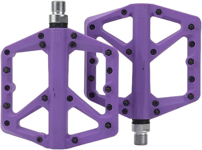 Bicycle Pedals Nylon Platform Footrest Flat Mountain Bike Paddle Grip Pedalen Bearings Footboards(Purple)