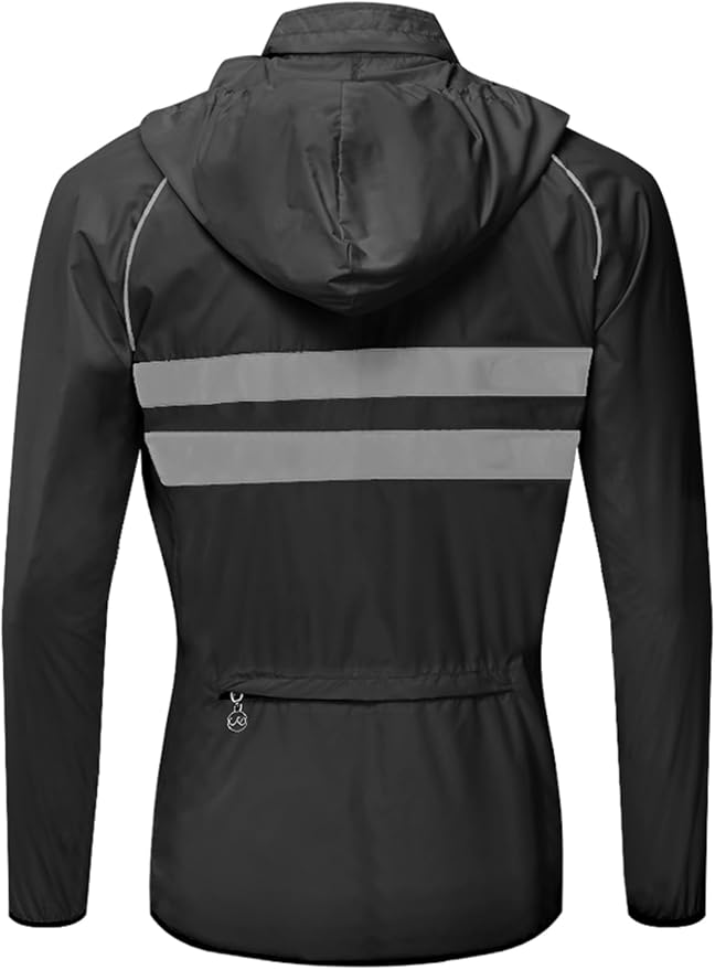 WOSAWE Packable Cycling Jacket Hooded Running Coat Lightweight Biking Windbreaker