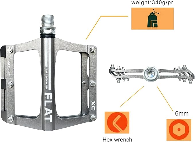 UPANBIKE Mountain Bike Bearing Pedals 9/16'' Spindle Aluminum Alloy Flat Platform for BMX MTB Road Bicycle
