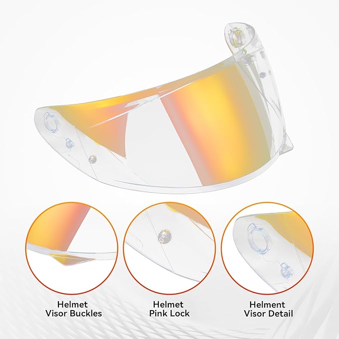 LKV HJ-34P Helment Visor Replacement - HJC C10 Motocycle Helmet Visor UV Protection Face Shield Compatible With HJ34P HJC C10 (Aurora Red)