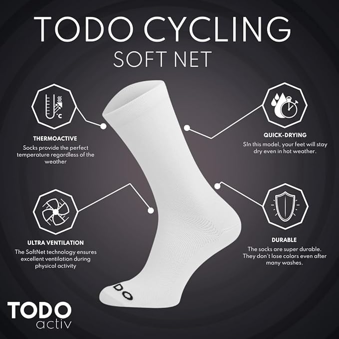 TODO PRO Cycling Socks - Breathable Bike Socks for Men and Women