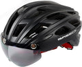 Bike Helmet, Basecamp Bicycle Helmet with Rear Light & Detachable Magnetic Goggles Lightweight Cycling Helmet Adjustable for Adult Men Women Mountain & Road (BC-069)