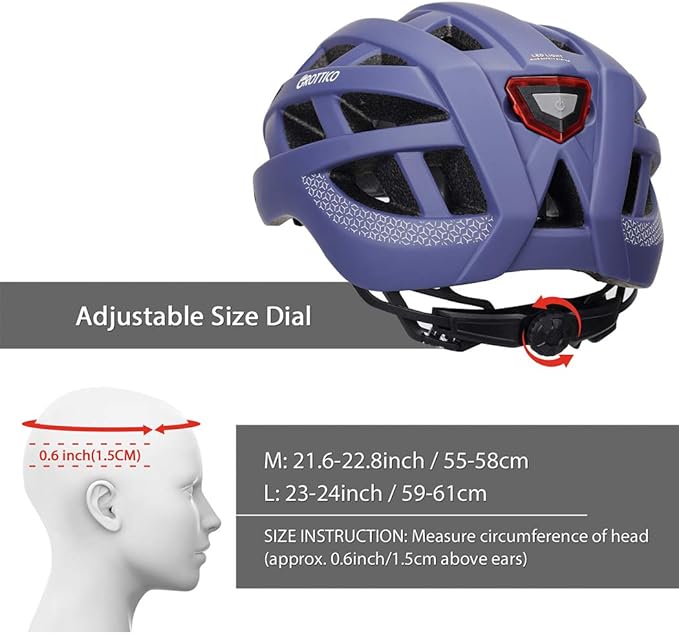 Adult-Men-Women Bike Helmet with Light - Mountain Road Bicycle Helmet with Replacement Pads & Detachable Visor