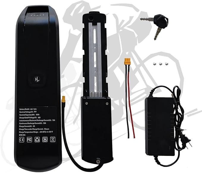 36V 10Ah Lithium Up to 374.4Wh Capacity - 30A BMS, 1500+ Cycles, XT60 Discharge Plug, Charger, 5 PIN Base - Ideal for Electric Pedal-Assist Rides