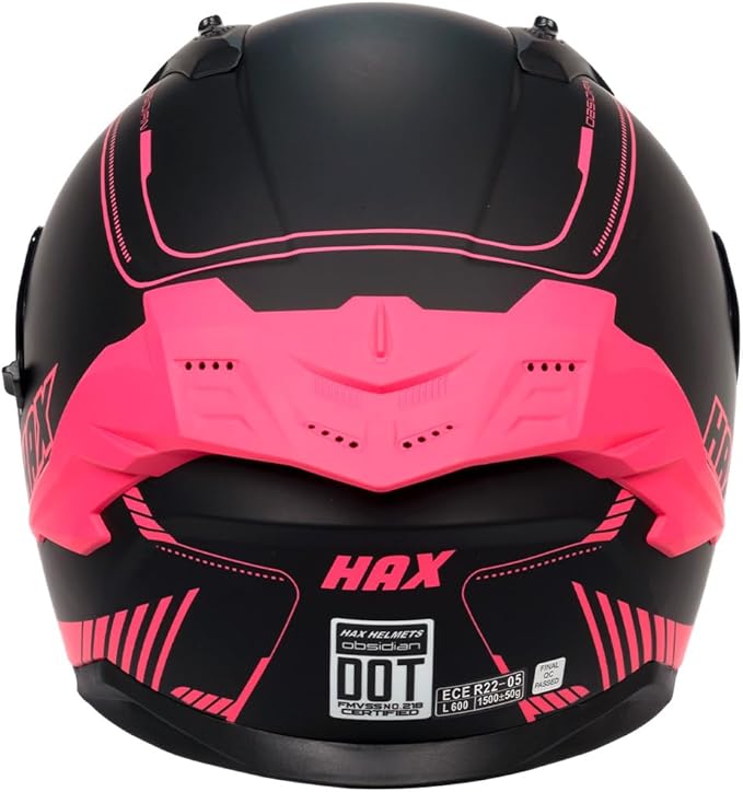 HAX Obsidian Pro Full Face Dual Visor Adult Motorcycle Helmet for Motorbike Street Bike with Pinlock Ready DOT Approved Matte Pink S