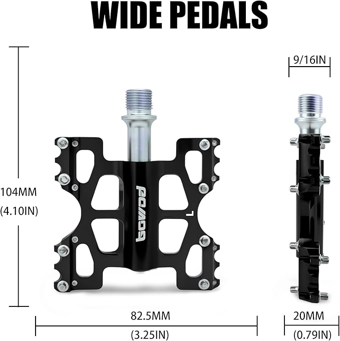 Bike Pedals 9/16" Lightweight Non-Slip Bicycle Platform Pedals - Fits Most Adult Bikes & Mountain Bikes &MTB, Road Bikes and Slip-Resistant Design