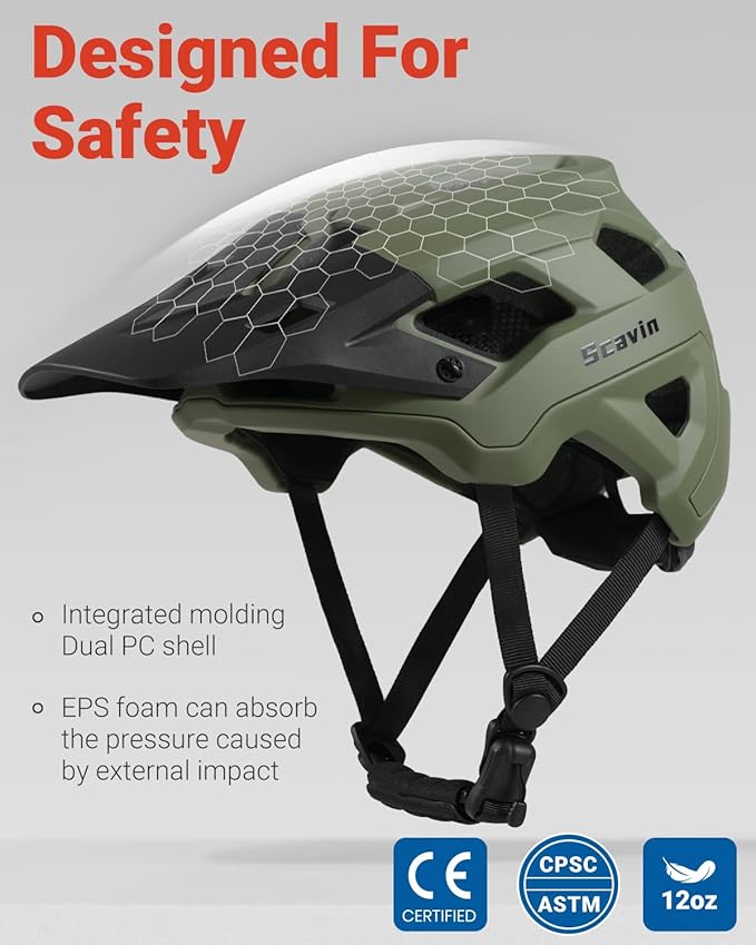 Mountain Bike Helmet for Adult, NTA 8776 E-Bike & Road Bicycle Helmet Certified Adjustable MTB Cycling for Men Women Youth Visor &Magnetic Buckle