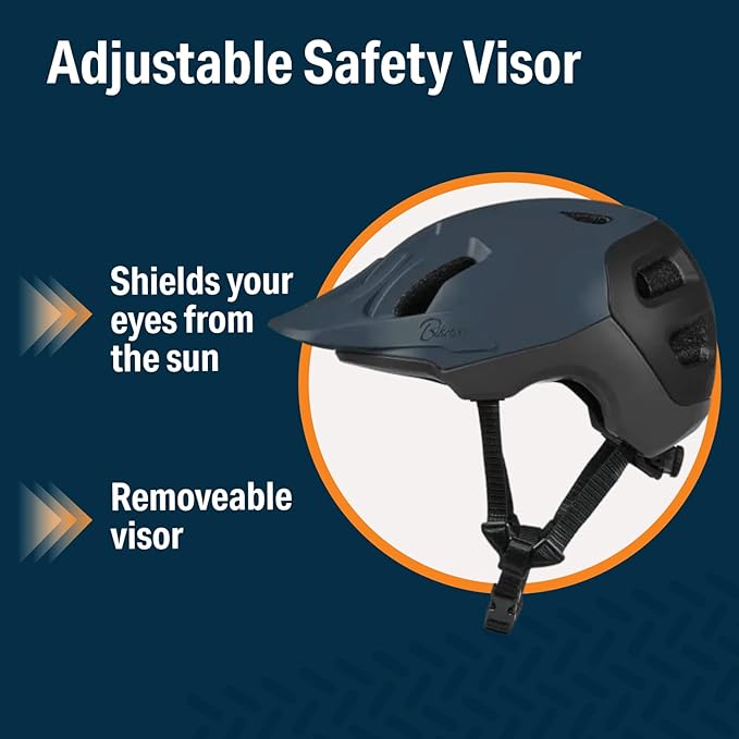 Bikeroo MTB Bike Helmet, Adjustable 56-62 cm / 22" - 24" Circumference, Adult Cycling Safety Head Protection for Road Mountain Bicycles, Protective Headgear Sports Equipment for Outdoor Adventures