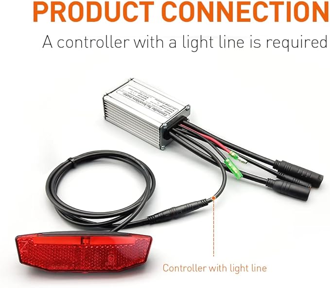 Ebike Rear Tail Light,Ebike 6V-60V LED Riding Tailight,Motorcycle Led Light Equipment Waterproof Connector for Electric Bike Accessories