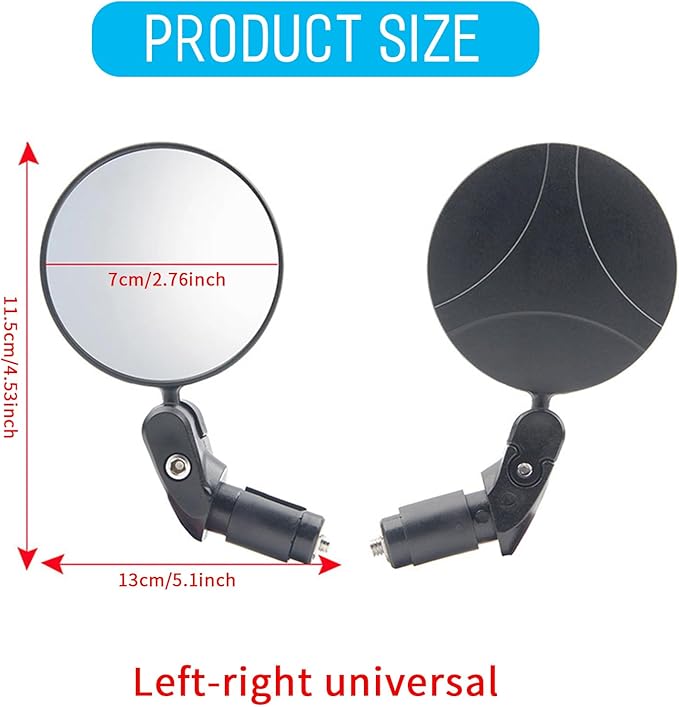 HIFROM Bike Mirror,Bicycle Rear View Mirror, Bike Bar End Mirror, HD Convex and 360 Degrees Rotatable Safe Rearview Bicycle Mirror Pack of 2
