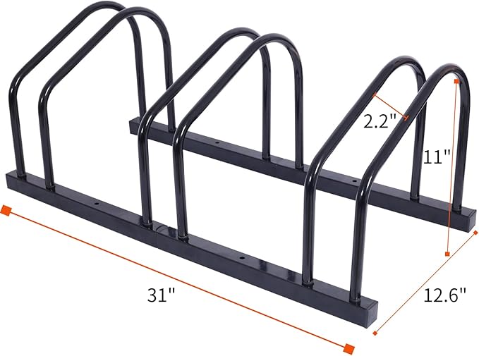 Garvee Bike Floor Stand, Wall-Mounted Bike Parking Rack for 22–28 in Wheels, Indoor Outdoor Bicycle Storage Stand, Fits Up to 2 in Tire Width