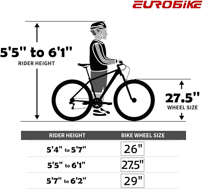 EUROBIKE Mountain Bike, 21 Speed, 26/27.5 Inches, Dual Suspension, Folding, for Men