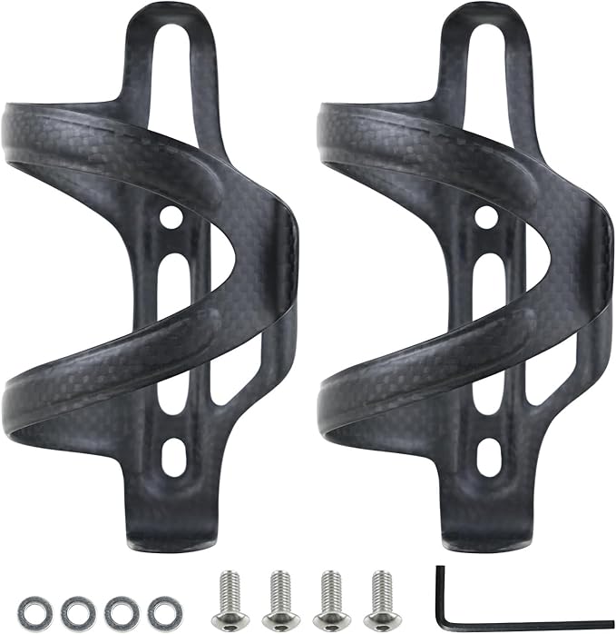 ROADNADO Carbon Fiber Bike Water Bottle Cages Ultralight Drink Holder Left Opening/Right Opening Bicycle Bottle Cupholder for MTB Road Bike Cycling Mountain Bikes (1PCS / 2PCS)