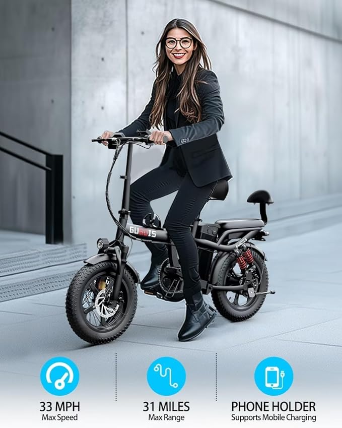 Electric Bike for Adults, 16"/20" Tire E-Bike with 750W/1000W Peak Motor, 48V Removable Battery, Up to 45/60 Miles Range & 28/30MPH, Folding Electric Bike for City and Outdoor Ride