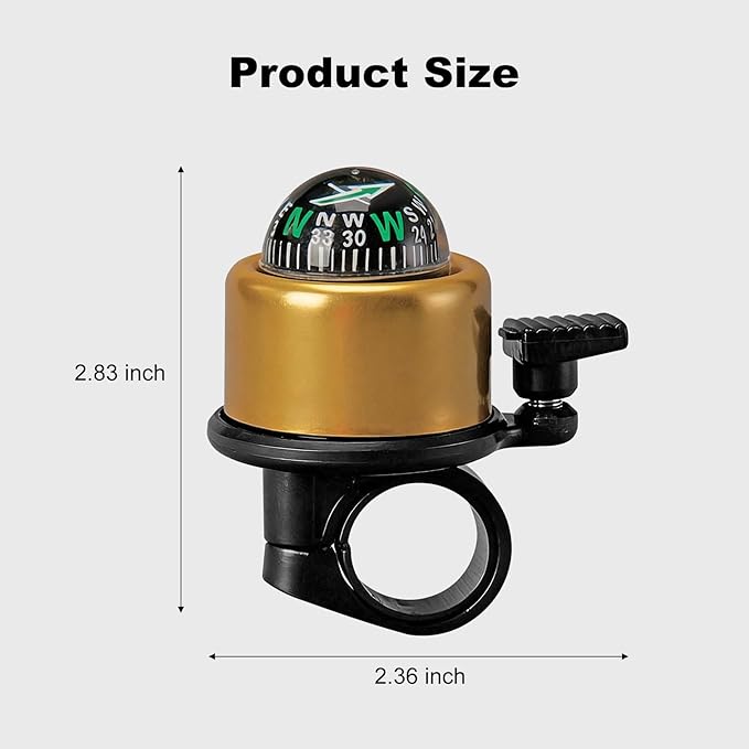 Pack of 2 Aluminum Alloy e-Bike Accessories for Adults | Compass Bicycle Bell & Loud Bike Horn Fits in 22.2mm Handlebars | Must Have Accessory for Men & Women for Mountain & Road