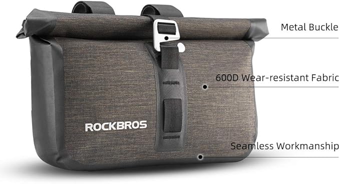 ROCKBROS Bike Handlebar Bag Waterproof Bicycle Front Handlebar Bike Bag 6L Bikepacking Bag for Mountain Road Bicycles