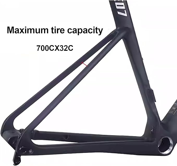 46/49/52/54/56/58cm Road Bike Frameset 700C Carbon Fibre Frame Frame 12x142mm Thru Axle Disc Brake Quick Release Frame(420x90mm,46cm)