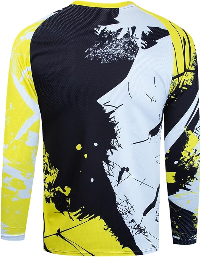 Men's Mountain Bike Jersey Long Sleeve MTB Off-Road Motocross Jersey Quick Dry Downhill&Motocross Shirts