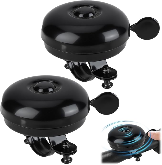 Aluminum Bike Bell 2 Pack, Loud Clear Sound Bicycle Bell for Adults & Kids Bikes, All-Metal Anti-Rust Cycling Bell, Easy Install for Road & Mountain Bike Accessories