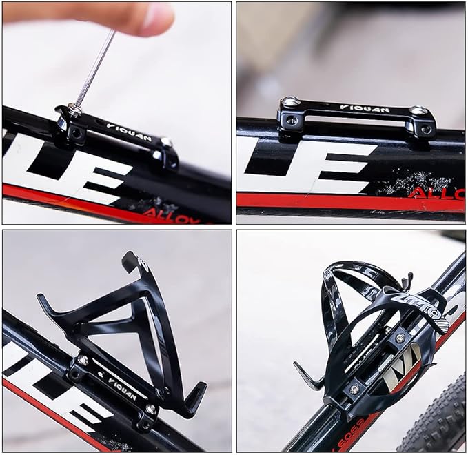 Bike Bottle Cage Adapter Aluminum Alloy Double Headed Bicycle Bottle Cage Extender High Hardness Adjustable Bottle Mount Seat Post Water Bottle Holder with Installation Tool