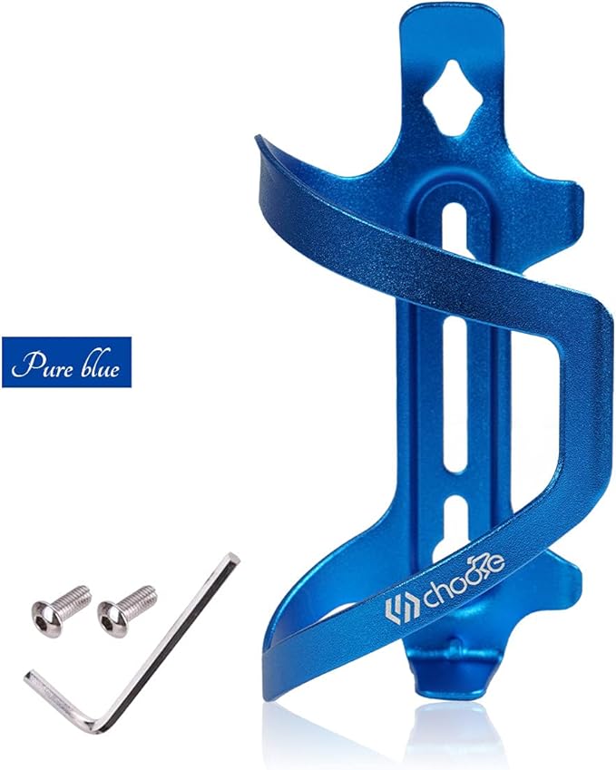Chooee Bike Water Bottle Holder Aluminum, Bicycle Water Bottle Cage for Road Bikes Mountain Bikes Blue 2-Pack