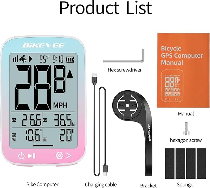 Bike Speedometer GPS Wireless Cycling Computer – Auto Start/Stop, Auto Backlight, Waterproof Bicycle Odometer MPH KM/H, 2.4" LCD Display