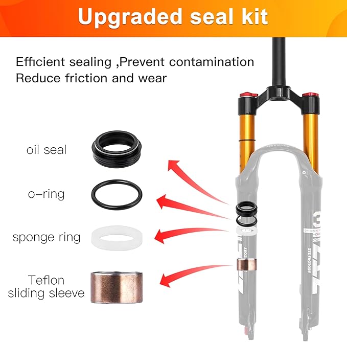 ZTZ 26/27.5/29 inch MTB Air Suspension Fork,120mm Travel, Rebound Adjustment,1 1/8 Straight Tube, QR 9mm*100mm, Manual/Remote Lockout, Ultralight Front Fork for XC/AM Mountain Bike