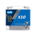 KMC X10 10-Speed X-Series Bicycle Chain | Compatible with Shimano, SRAM, Campagnolo and All Major Systems | Grey