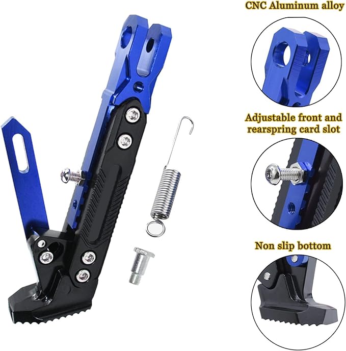 Motorcycle Kickstand for KTM 1050 Adventure/1090 Adventure/1090 Adventure R/1190 Adventure/RC8, Adjustable Universal Aluminum Side Stand for Motorbike Heavy Duty Parking Support Foot,B/Blue