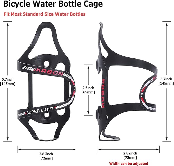 KABON Bike Water Bottle Holder, Lightweight Bicycle Alloy Aluminum Side Load Water Bottle Cage Brackets for Road Mountain Bike -2pcs