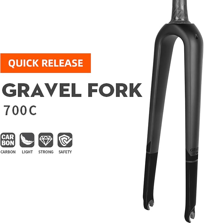 BUCKLOS QR 700c Carbon Fiber Rigid Tapered Road Bike Fork & 44-56mm Black Headset & 11PCS Carbon Fiber Spacers Matte