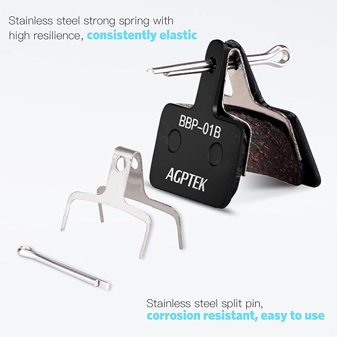 AGPTEK Bike Brake Pads, High-Performance Brake Pads, Disc Brake Pads & Spring (Semi-Metallic&Resin) for Mountain Bike Disc Brakes,Bike Pads Compatible with TRP Tektro Shimano Deore Br