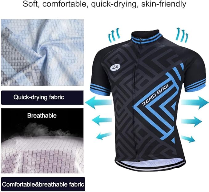 Men's Short Sleeve Breathable Cycling Jersey Set 3D Padded Bicycle Shorts Sportswear Suit Quick Dry